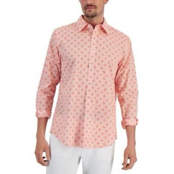 Mens Printed Point-Collar Button-Down Shirt Size 2X - Picture 1 of 3